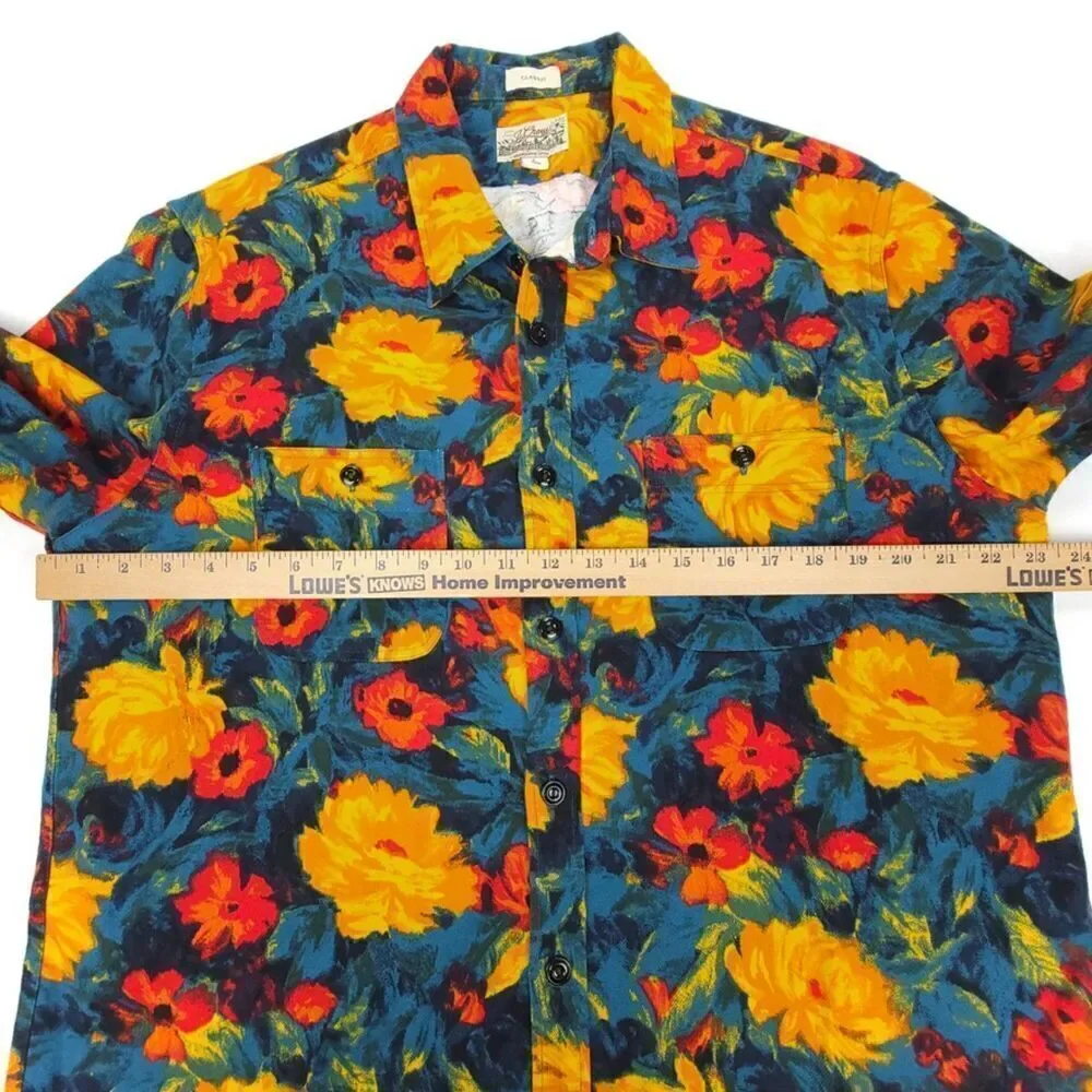 NEW J Crew Midweight Flannel Workshirt Button Down Long Sleeve Mens Large Floral - Picture 4 of 8